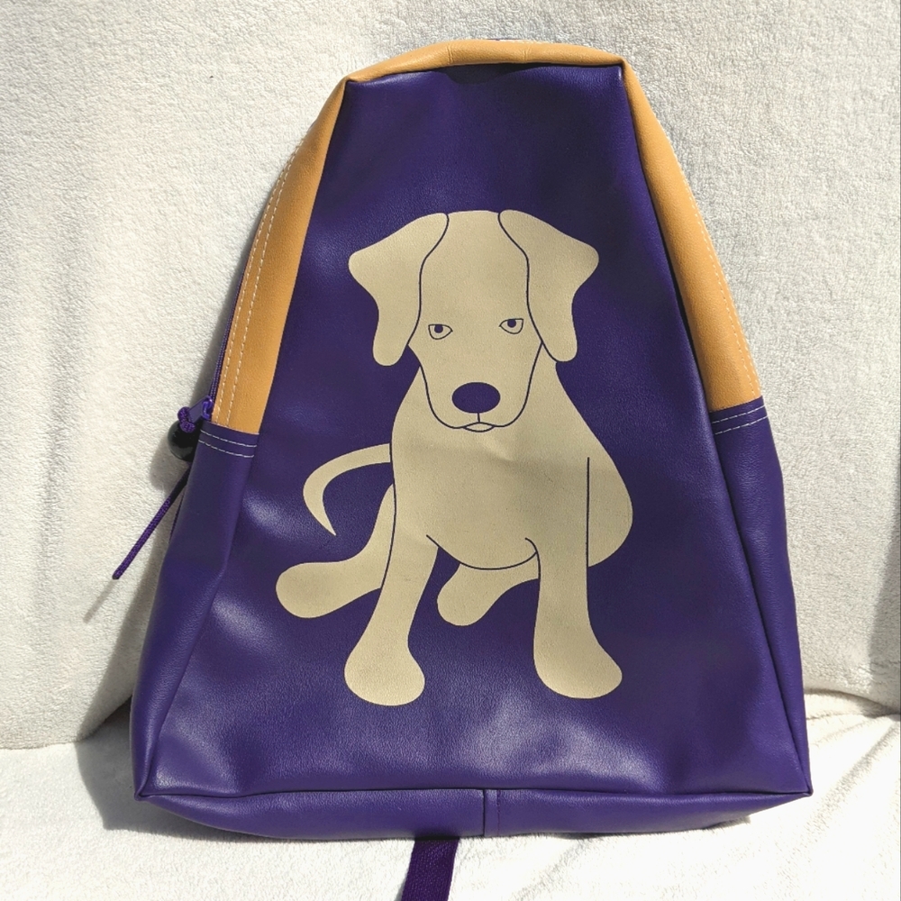 little packrats golden lab dog vegan leather backpack one step shoulder bag